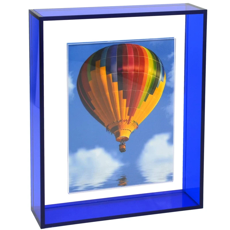 Mutellstory 8x10 Acrylic Picture Frame Neon Floating Photo Frame for Wall Mount and Tabletop Decorative in Gallery Home Office, Klein Blue