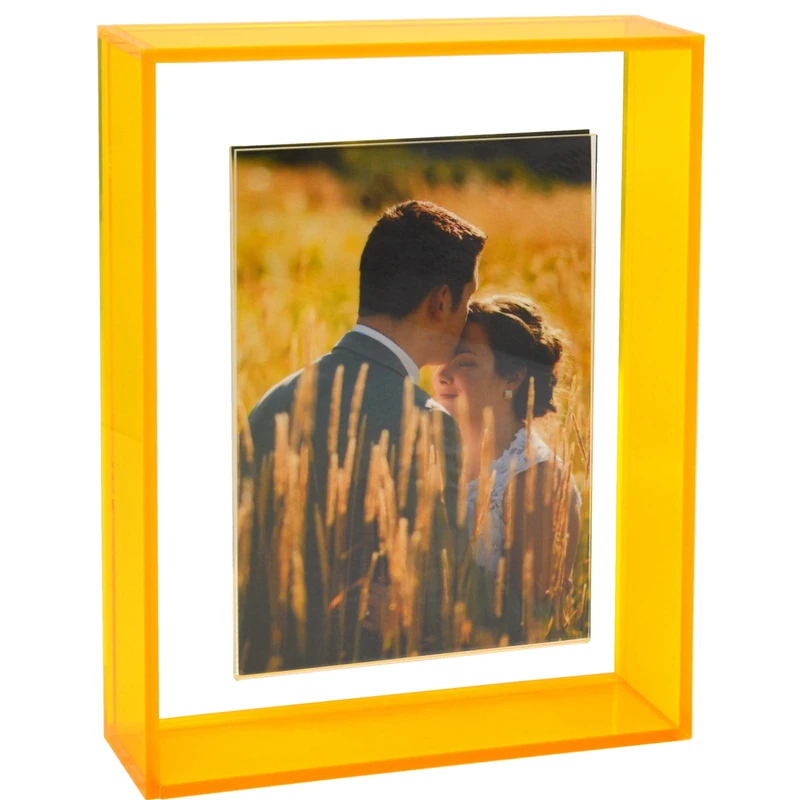Mutellstory Acrylic Photo Frame 11x14 Neon Color Floating Photo Frame for Wall Mount and Tabletop Decorative Gallery Home Office Neon Yellow