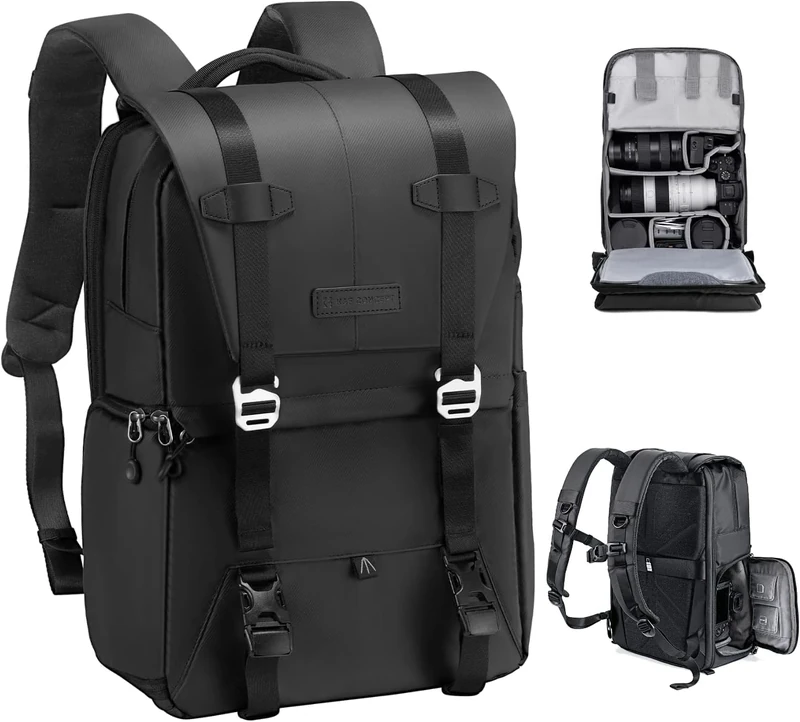 K&F CONCEPT 20L Camera Backpack for Photographers Large Capacity Camera Bags with Raincover, 15.6 Inch Laptop Compartment for Camera Drone Bags