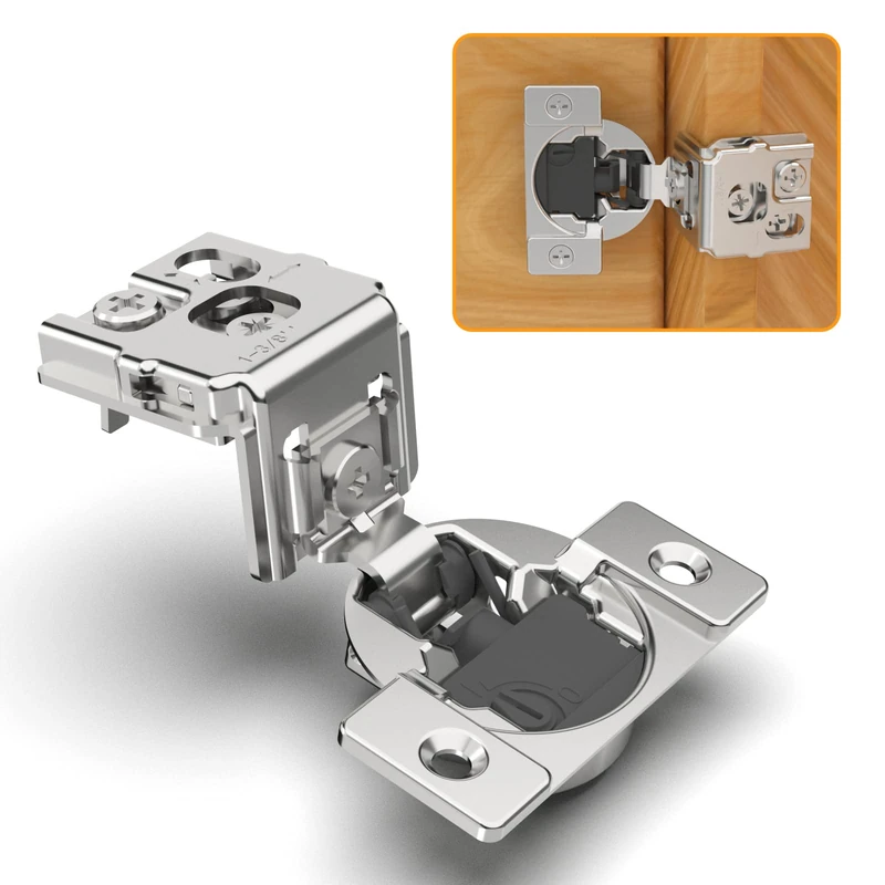 Chibery 20 Pack 1-3/8" Overlay 4D Soft Close Concealed Hinges for Face Frame Door, Adjustable Closing Speed, Self Close Satin Nickel, 105° Open Angle Concealed Stainless Steel Hinges for Cabinet