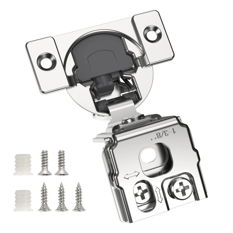 Chibery 50 Pack 1-3/8" Overlay 3D Soft Close Concealed Hinge for Face Frame Door, Smooth Slow Self Closing Hinges, Satin Nickel, Hidden 105° Open Angle Stainless Steel Hinge for Kitchen Cabinet Door