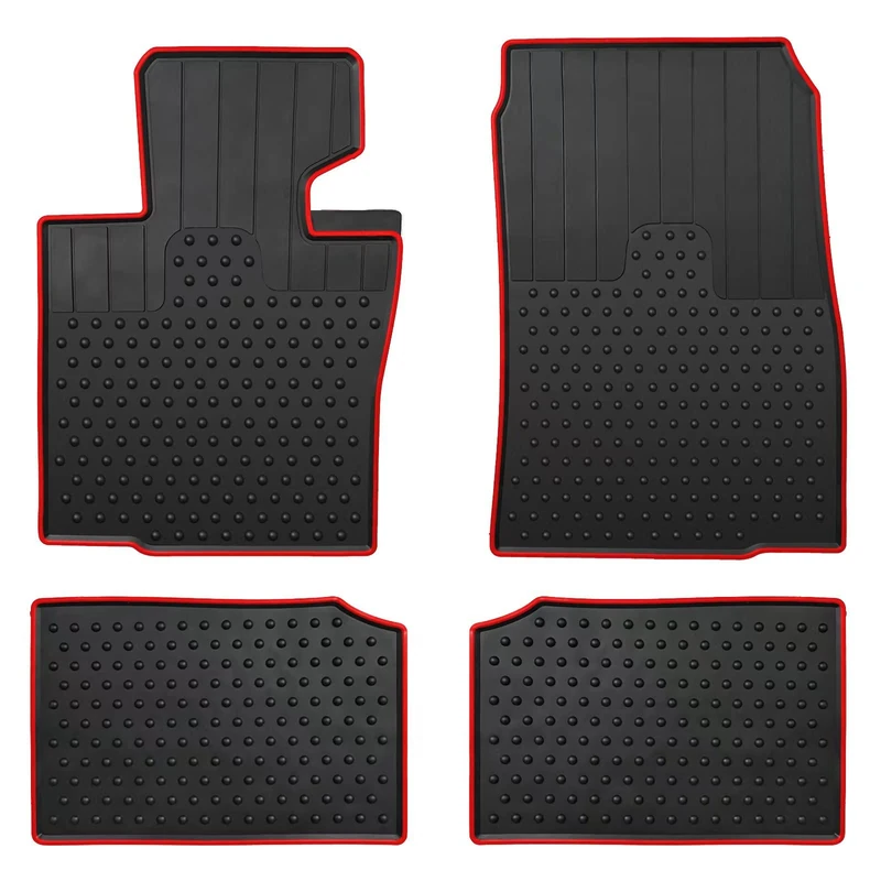 Lwope Car Floor Mats Custom Fit for Mini Cooper Countryman 2010-2016 R60 & R61 Paceman Black Red Rubber All Weather Protection Auto Floor Liners Heavy Duty Odorless