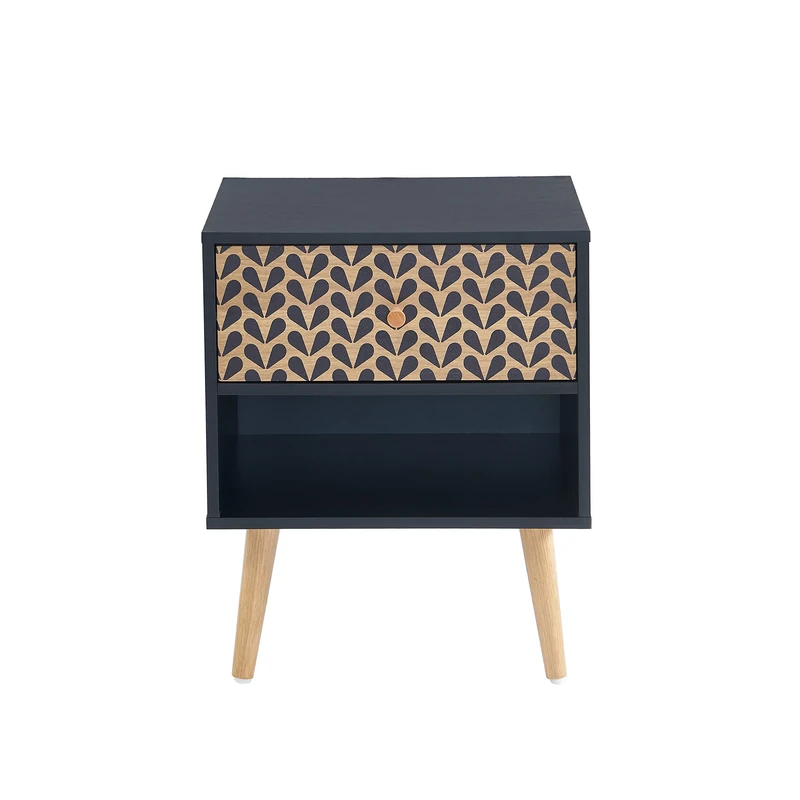 BAÏTA CAPUCINE Bedside Table Black and Oak Effect 40cm