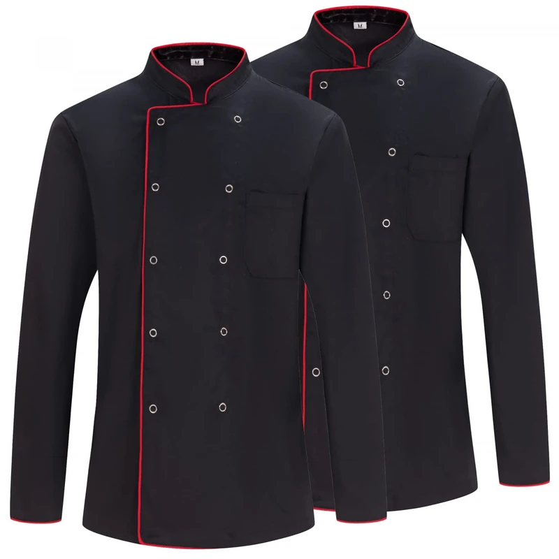 MISEMIYA - Pack 2 Units -Men's Chef Jacket - Men's Chef Jacket - Hospitality Uniform -Ref.842B - XX-Large, Chef Jacket 682B - Black