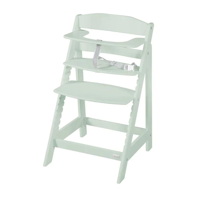 roba 2-in-1 Wooden Grow-Along High Chair Sit Up Flex - Adjustable Height - from 6 Months up to 70 kg - Anti-Tipping Baby Chair with Smooth Surface - Mint Green
