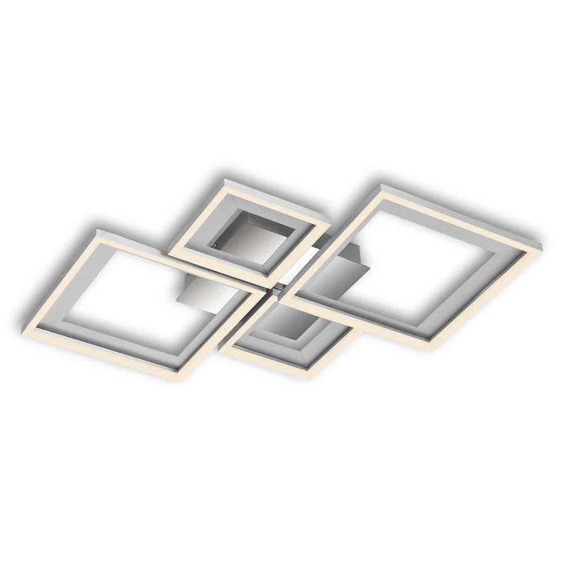 BRILONER Leuchten - LED Ceiling Light - Steps Dimmable - Swivelling Ceiling Light - LED Frame - Back Cut - Aluminium Chrome - 530 x 530 x 75 mm