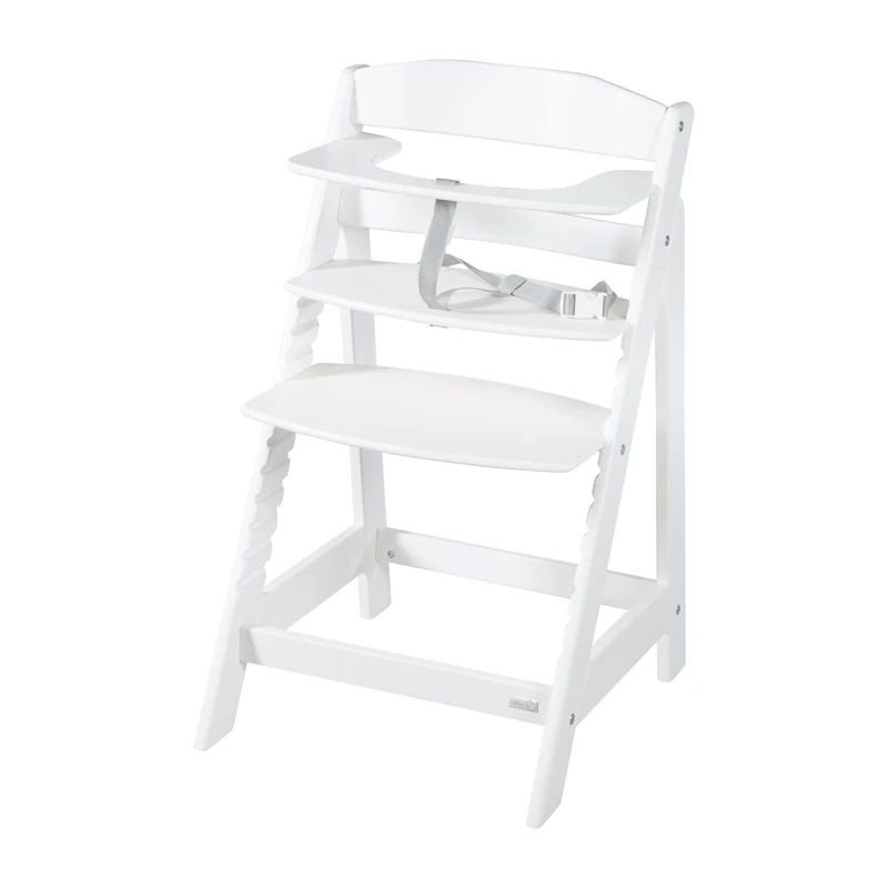 roba 2-in-1 Wooden Grow-Along High Chair Sit Up Flex - Adjustable Height - from 6 Months up to 70 kg - Anti-Tipping Baby Chair with Smooth Surface - White