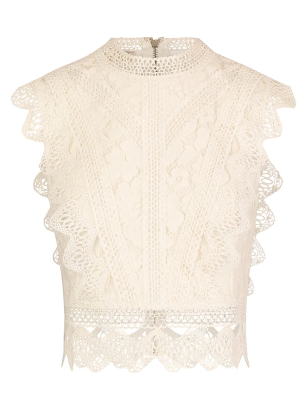 APART Fashion Women's Lace top, Cream, 16
