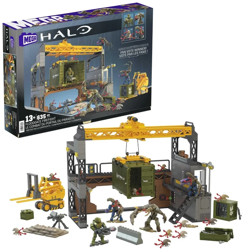 MEGA Halo Infinite Building Toys Set, Floodgate Firefight with 634 Pieces, 4 Micro Action Figures, Poseable Articulation, Accessories, Kids or Adult, HNC59
