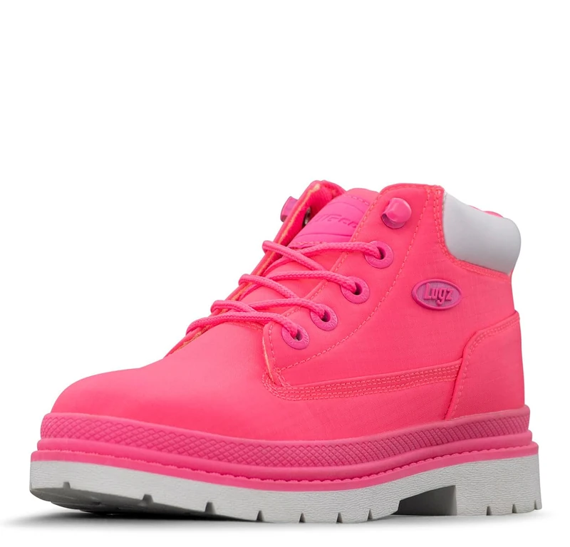Lugz Womens Drifter Ripstop Lace Up Casual Boots Ankle Low Heel 1-2" - White, Pink, 6.5 UK