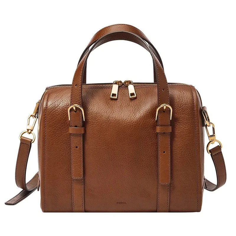 Fossil Women's Carlie Satchel, Brown, 25.4cm L x 13.97cm W x 20.32cm H