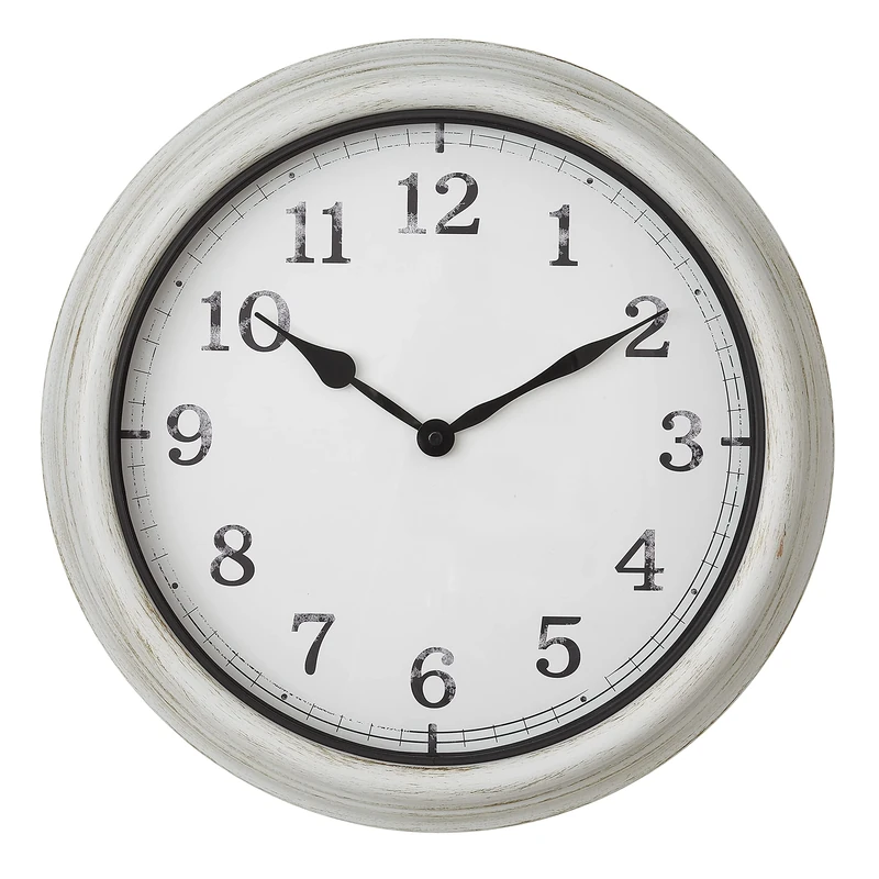 TFA Dostmann 60.3067.02 XL Outdoor Analogue Wall Clock Large Retro Design Splash Proof Metal Glass Patio Balcony White