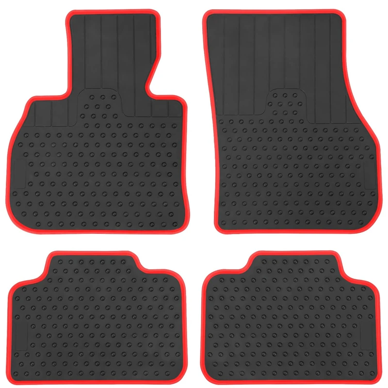 Lwope Car Floor Mats Custom Fit for Mini Countryman F60 2017-2023 Black Red Rubber All Weather Protection Auto Floor Liners Heavy Duty Odorless