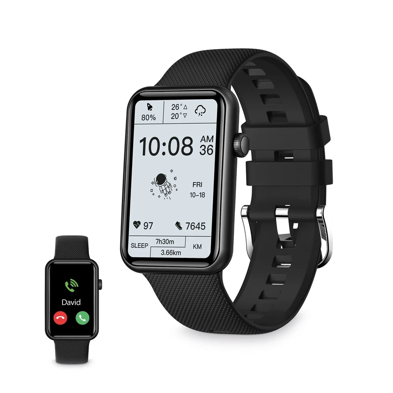 Ksix Tube Smartwatch, 1.57" Multi-Touch Screen, 7 Days, App Included, Health Monitoring, Multi-Sport Mode, Waterproof, Black - Image 1