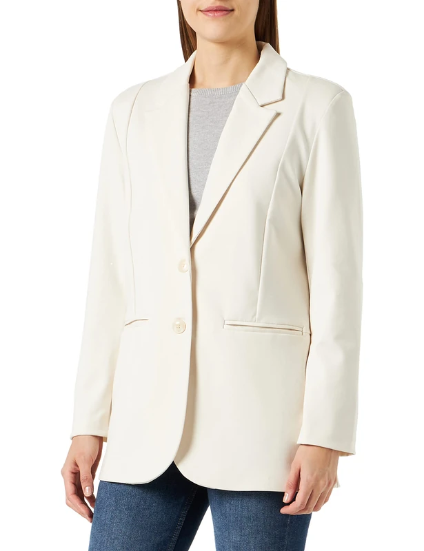 ICHI Women's IHKATE SUS Oversize BL Casual Blazer, 130905/Birch, S, 130905/Birch, 10