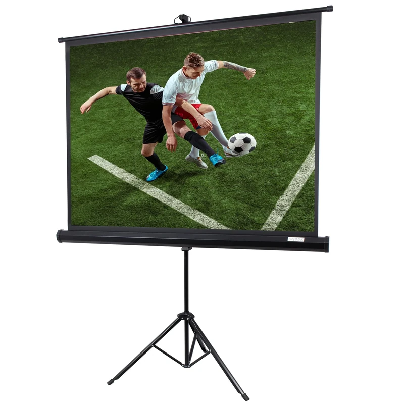 Overmax 60” Tripod Projection Screen – Portable, Height Adjustable, Auto-Retractable, Matte White 4:3 Display – Ideal for Home Cinema, Office Presentations, and Outdoor Events
