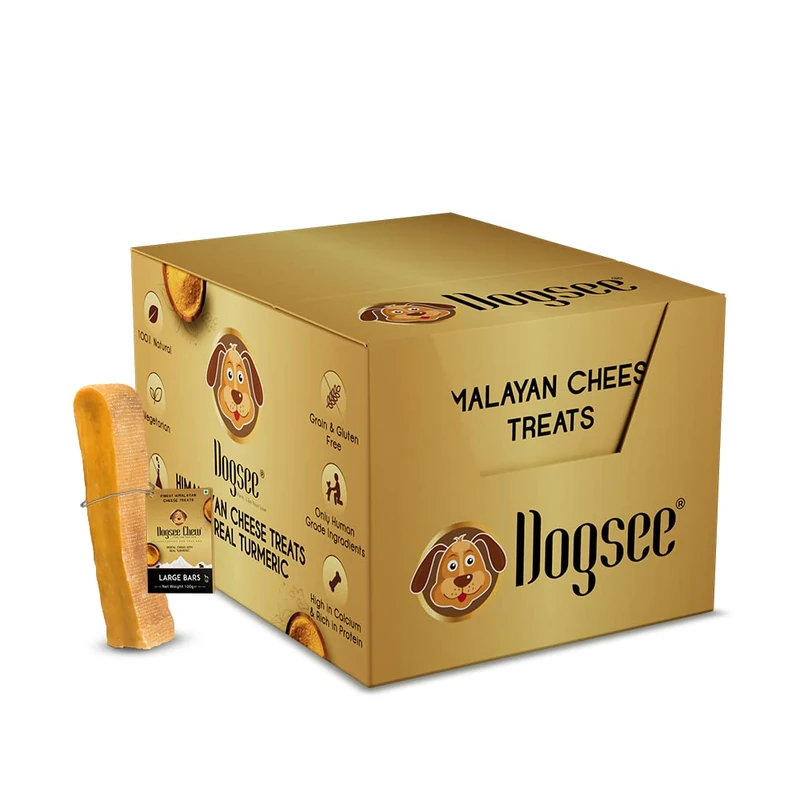Dogsee 100% Natural Himalayan Yak Cheese Dog Chew Bars Large Turmeric Bulk Box Loose 1x15 - Gluten Free & Suitable for Vegetarians