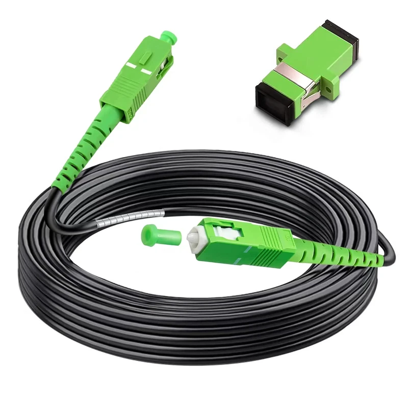 75 Meters Outdoor Armored SC/APC to SC/APC Fiber Optic Internet Cable, Low Friction Single Mode Patch Cable, Fiber Optic Jumper Optical Patch Cord, SIMPLEX, 9/125um, OS1/OS2 Compatible, LSZH Black