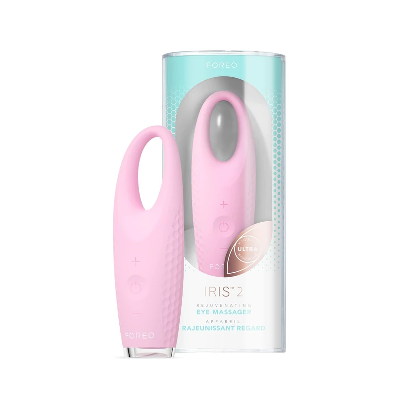 FOREO IRIS 2 Rejuvenating Eye Massager - for Dark Circles & Puffy Eyes - Bags Remover - Lymphatic Drainage Tool - 2-Year Warranty - Pearl Pink