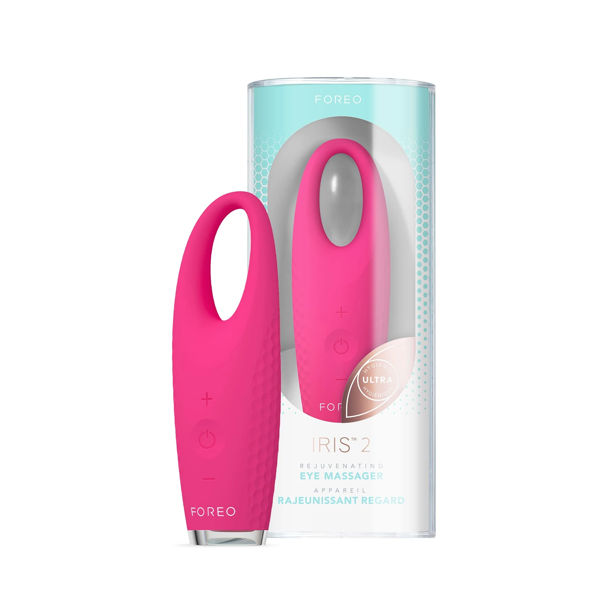 FOREO IRIS 2 Rejuvenating Eye Massager - for Dark Circles & Puffy Eyes - Bags Remover - Lymphatic Drainage Tool - 2-Year Warranty - Fuchsia