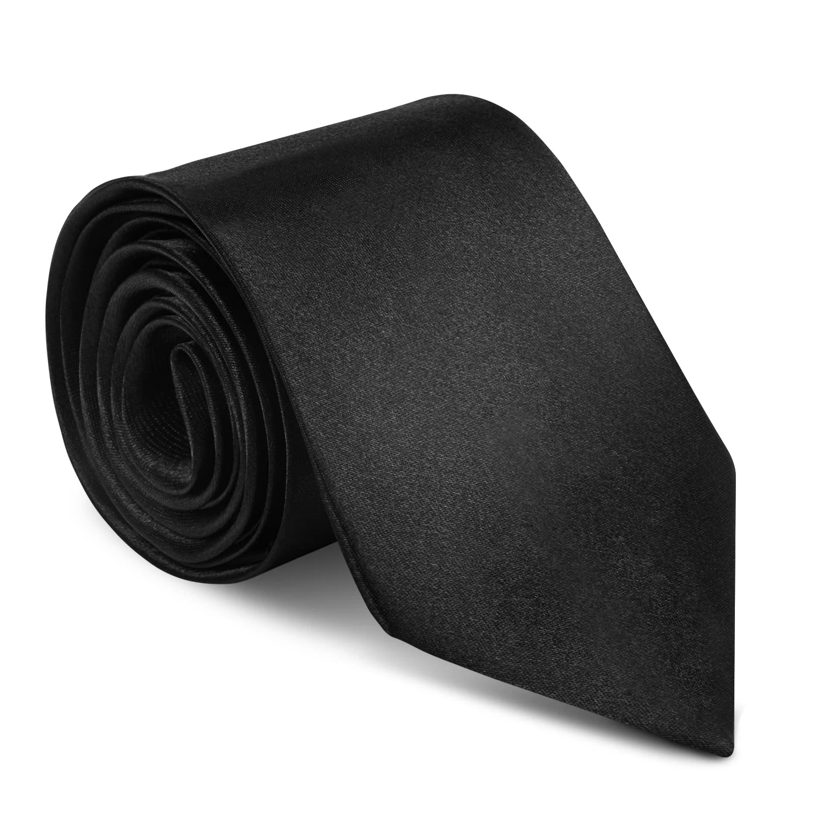 URAQT Men Ties, Classic Men's Solid Satin Neck Tie, Premium Pure Color Necktie for Men, Formal Black Ties for Men Business Wedding Party Work Tie, 8cm