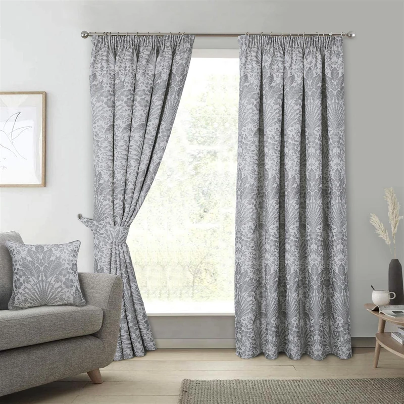 Sundour Floral Keswick Pencil Pleat Curtain Pair Natural 66x54