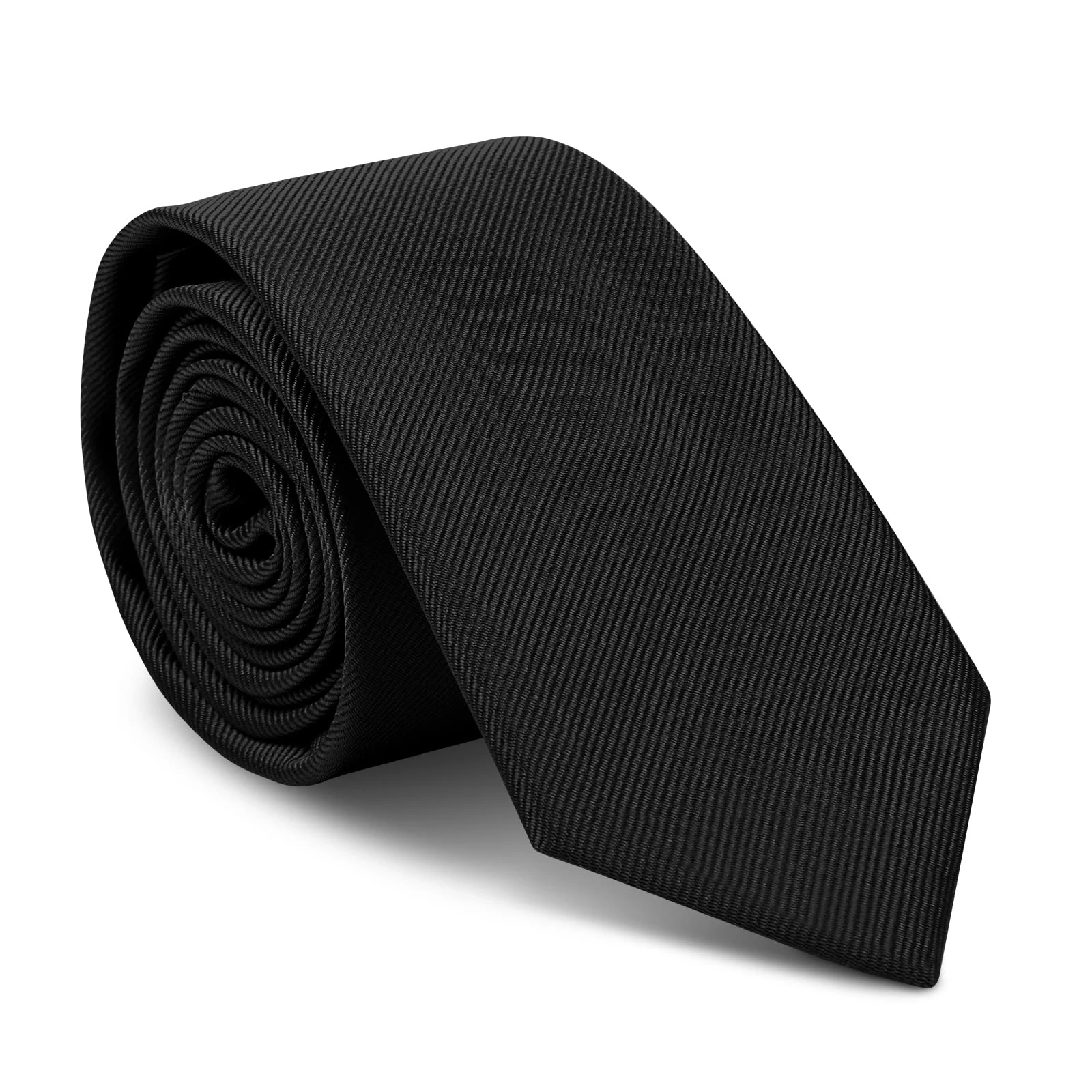 URAQT Men's Ties - Classic Solid Color Skinny Necktie, Formal Business Wedding Party Work Tie, 6cm (Black)