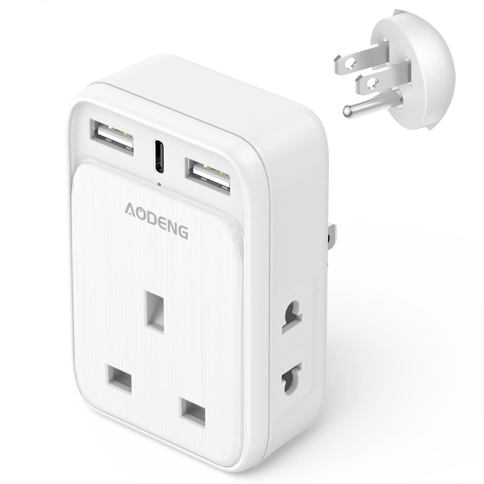 UK to US Plug Adapter, USA Travel Adapter with 2 USB-A Ports & 1 USB-C Ports(5V/3.4A) and 2 Shaver Plug Adaptor UK for Shaver/Toothbrush, US Plug Adapter for Thailand Mexico Colombia(Type B)