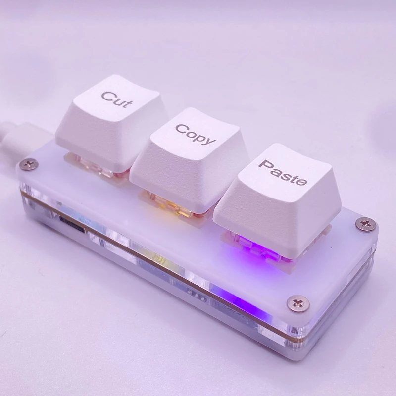 BTXETUEL Mini 3-Key RGB Macro Pad - Cut Copy Paste for Gaming & Work