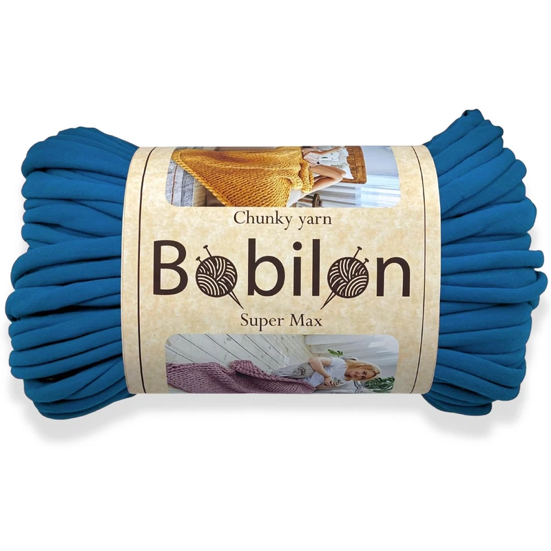 T-Shirt Super Bulky Yarn for arm Knitting Weighted Blanket, Pillow, Pouf, Carpet, Rug, Baskets, Duvet, Throw, pet Bed, Bed Fence, Blue Jeans