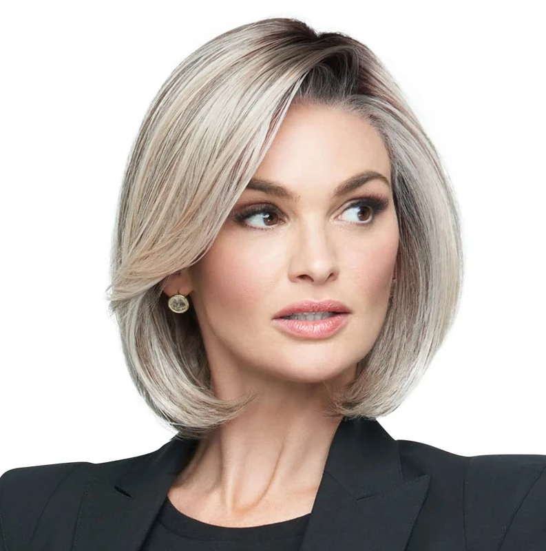 Raquel Welch Portrait Mode Soft Smooth Layered Chin Length Bob Wig by Hairuwear, Average Cap, RL613SS Platinum