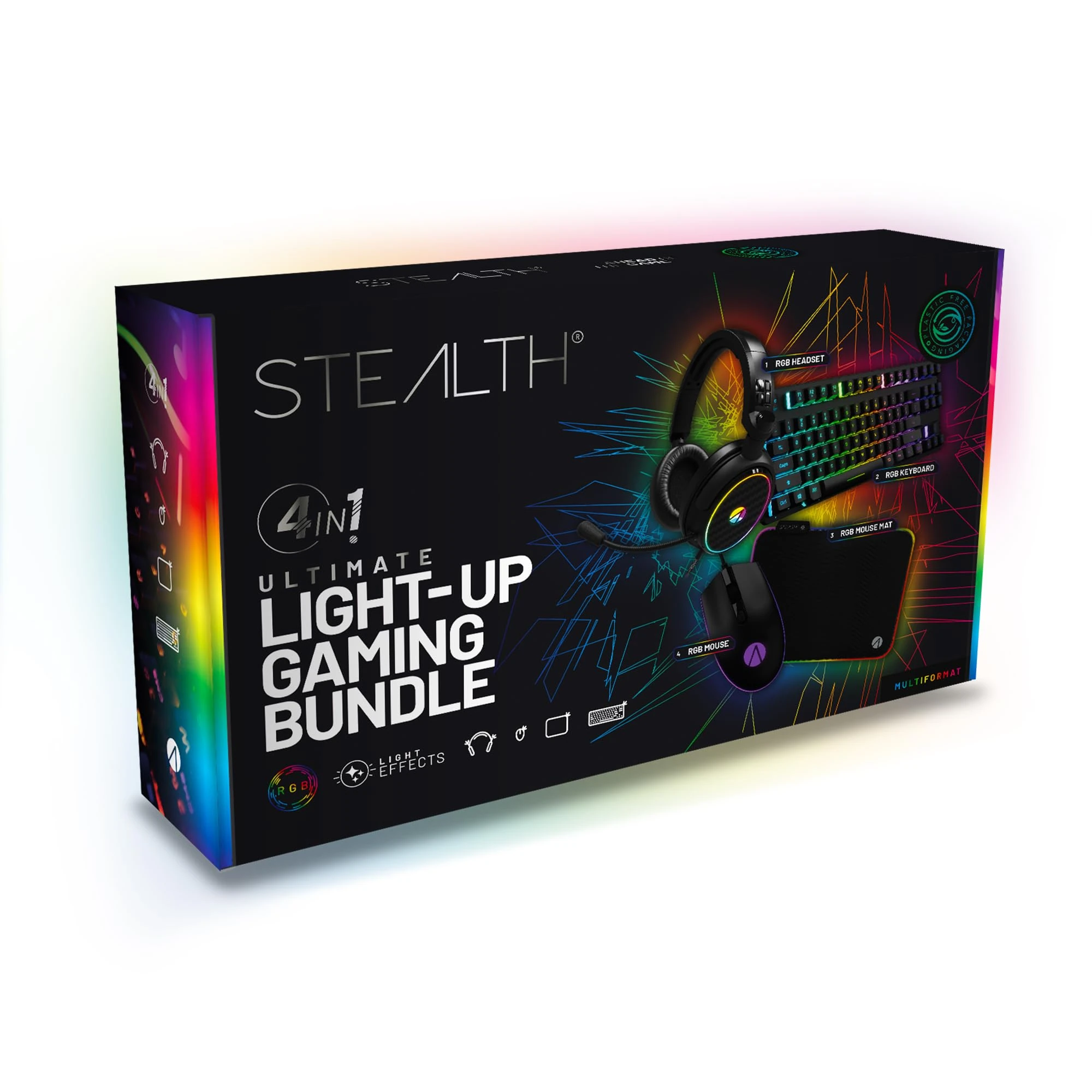 STEALTH 4-in-1 Light-Up Gaming Bundle For Console & PC, Including Keyboard, Mouse, Headset with Mic and Mousemat