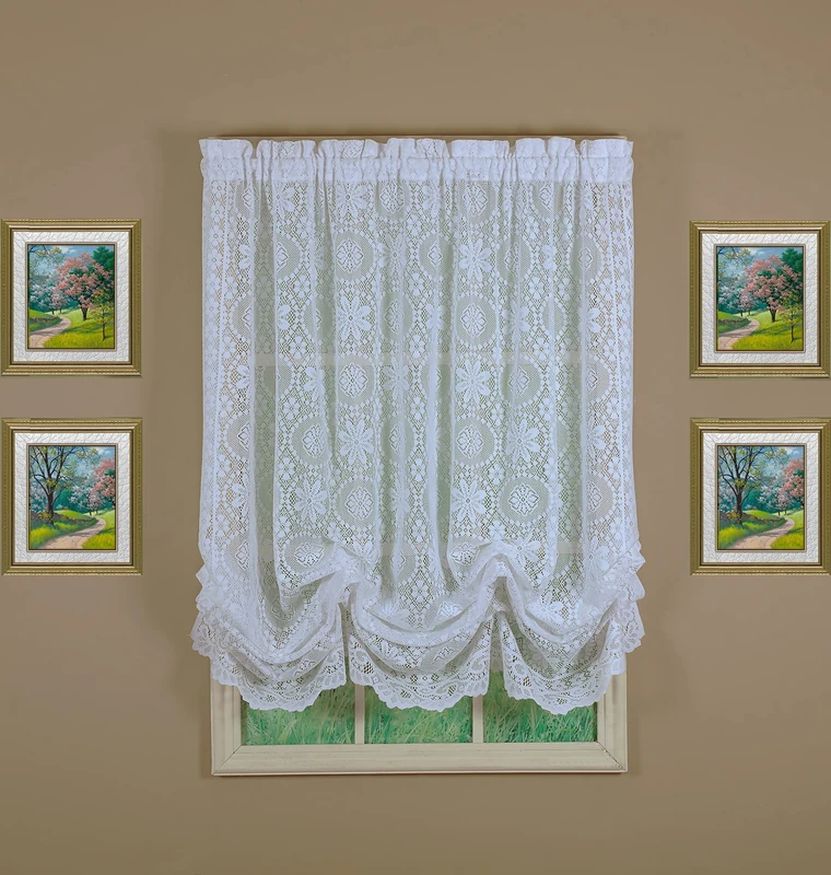 Today's Curtain Hopewell Lace Balloon Shade, White, 59W x 63L
