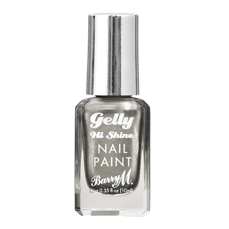 Barry M Gelly Hi Shine Nail Paint, Shade Agave | Metallic Silver Nail Polish