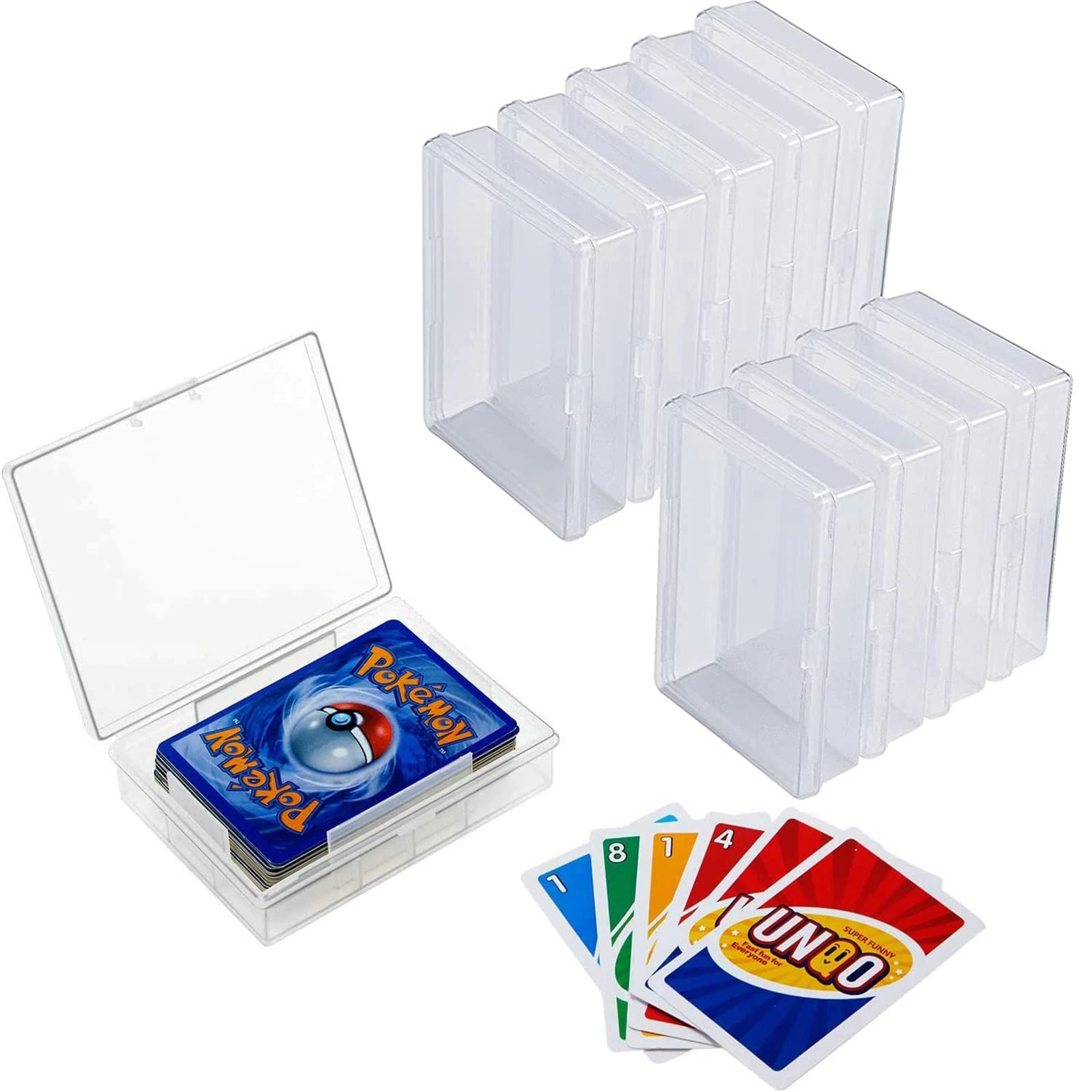 WAIZHIUA 8Pcs Playing Card Holder - 104x75x26mm Playing Card Box, Clear Trading Card Storage Box, Plastic Storage Case for Sports Cards, Games Cards, MTG Cards