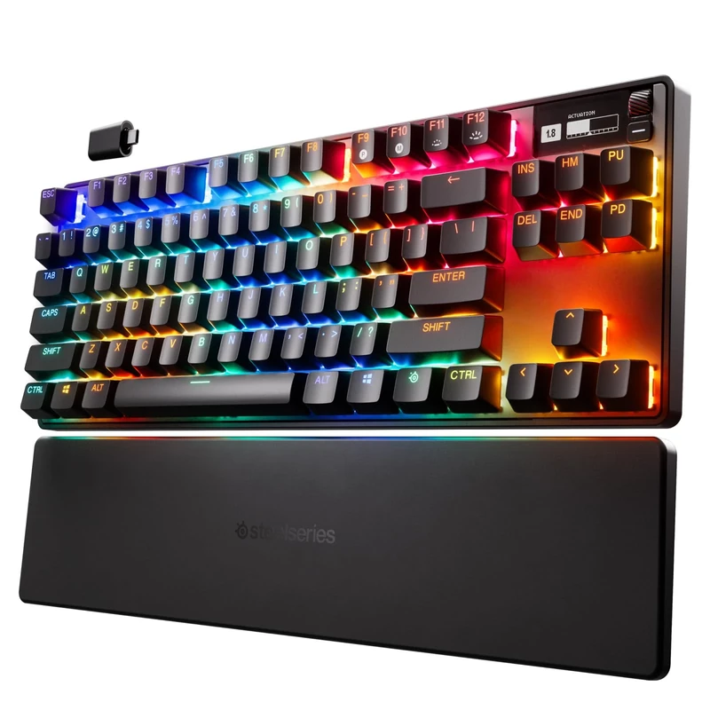 SteelSeries Apex Pro TKL Wireless - HyperMagnetic 2.4GHz Wireless Gaming Keyboard - World’s Fastest Keyboard - Adjustable Actuation - Esports Tenkeyless - PBT Keycaps - USB-C - American QWERTY Layout
