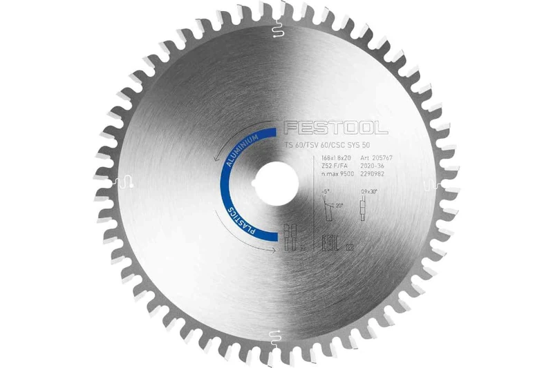 Festool Saw Blade HW 168x1,8x20 TF52 A Aluminium/Plastics
