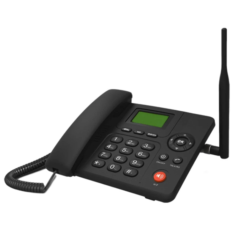 IBOWZ Desktop Corded Telephone Wireless GSM Desktop Phone - Wireless Fixed Phone Desktop Telephone,Home Landline Telephone,Caller ID,Redial,Radio Function,Alarm Clock Function,Black - Image 1