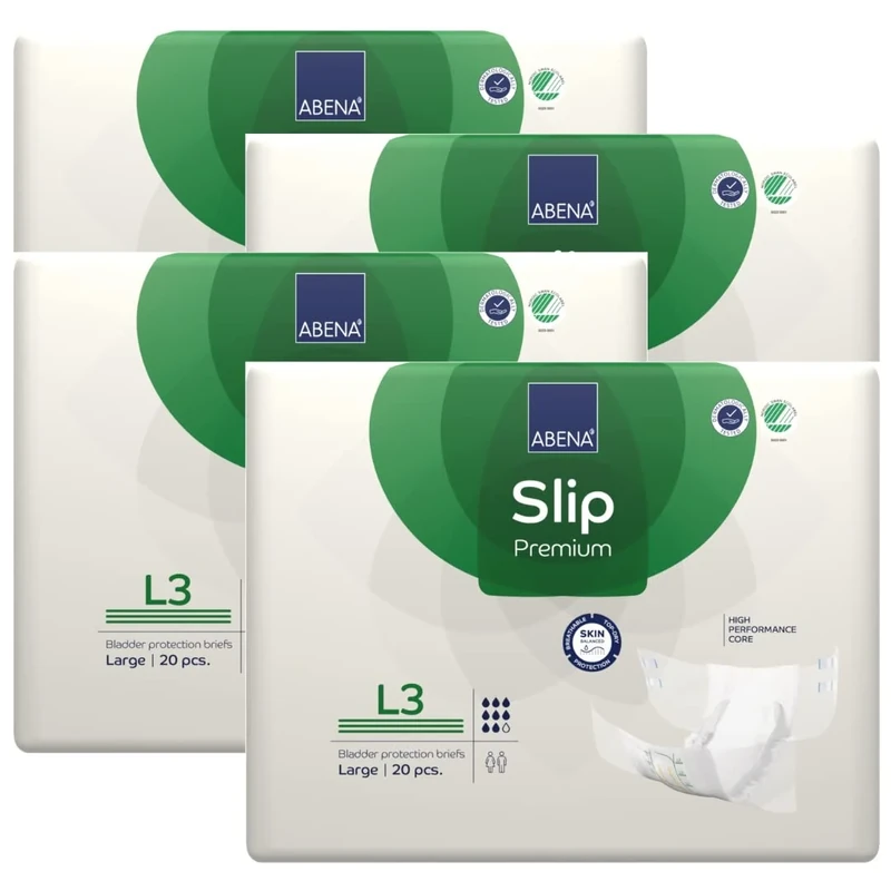 ABENA Premium All-In-One Incontinence Pads - Large 3, 100-150cm Waist, 3400ml Absorbency, 4x 20PK for Men & Women