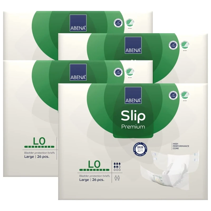 ABENA Slip Premium All-In-One Incontinence Pads For Men & Women, Eco-Labelled - Large 0, 100-150cm Waist, 2000ml Absorbency, 4x 26PK