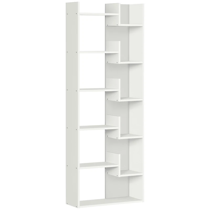 HOMCOM 6-Tier Bookshelf, Modern Bookcase with 11 Open Shelves, Freestanding Decorative Storage Shelving for Home Office and Study, White