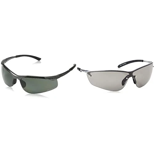 Bolle Safety - Contour Safety Glasses - Polarised Bundle with Bolle SILPSF Glasses Metal Frame with Tipgrip PC Anti-Scratch and Fog Lens, Smoke