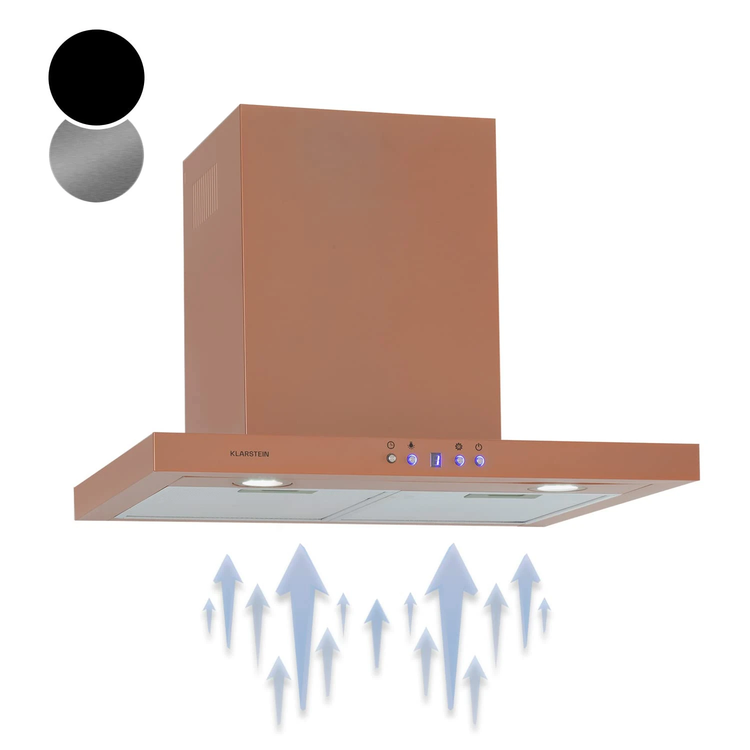 Klarstein Cooker Hood, Extractor Fan for Kitchen w/Dishwasher Safe Aluminium Grease Filter, 600m³/h Airflow, LEDs, Energy Class A++ Cooker Hoods, Wall Mount Steel Fan Vent Hoods, Kitchen Extractor Fan