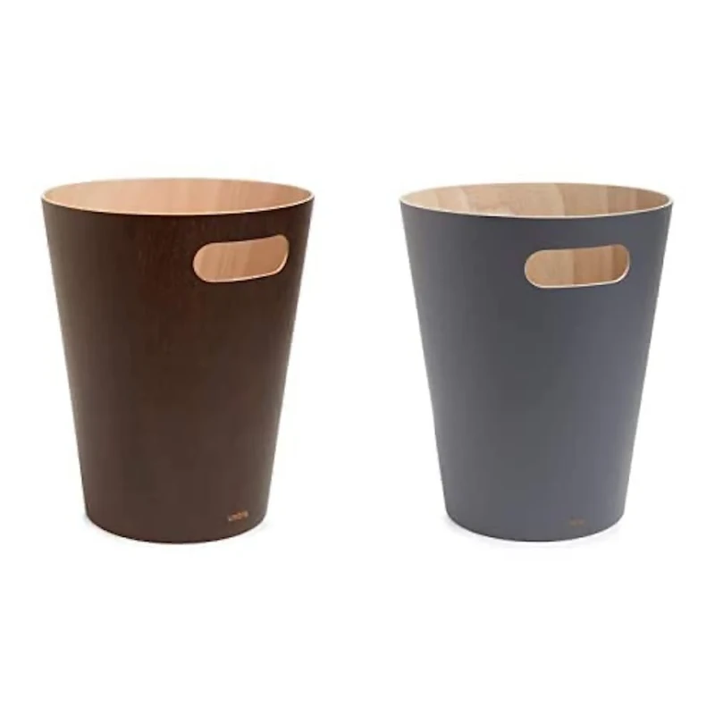 Umbra Woodrow 2 Gallon Modern Wooden Trash Can, Wastebasket, Garbage Can, Espresso Bundle Woodrow 2 Gallon Modern Wooden Trash Can, Wastebasket, Garbage Can, Natural/Charcoal - Image 1