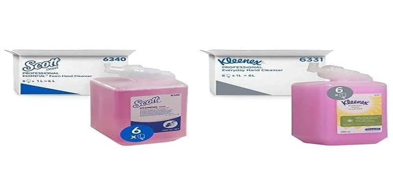 Scott Essential Foam Hand Wash 6340 - Scented Foaming Hand Soap - 6 x 1 L - Pink Hand Wash Refills Bundle with Kleenex Hand Soap 6331 - Pink Hand Wash - 6 x 1 Litre Hand Wash Refills (6 Litre total)