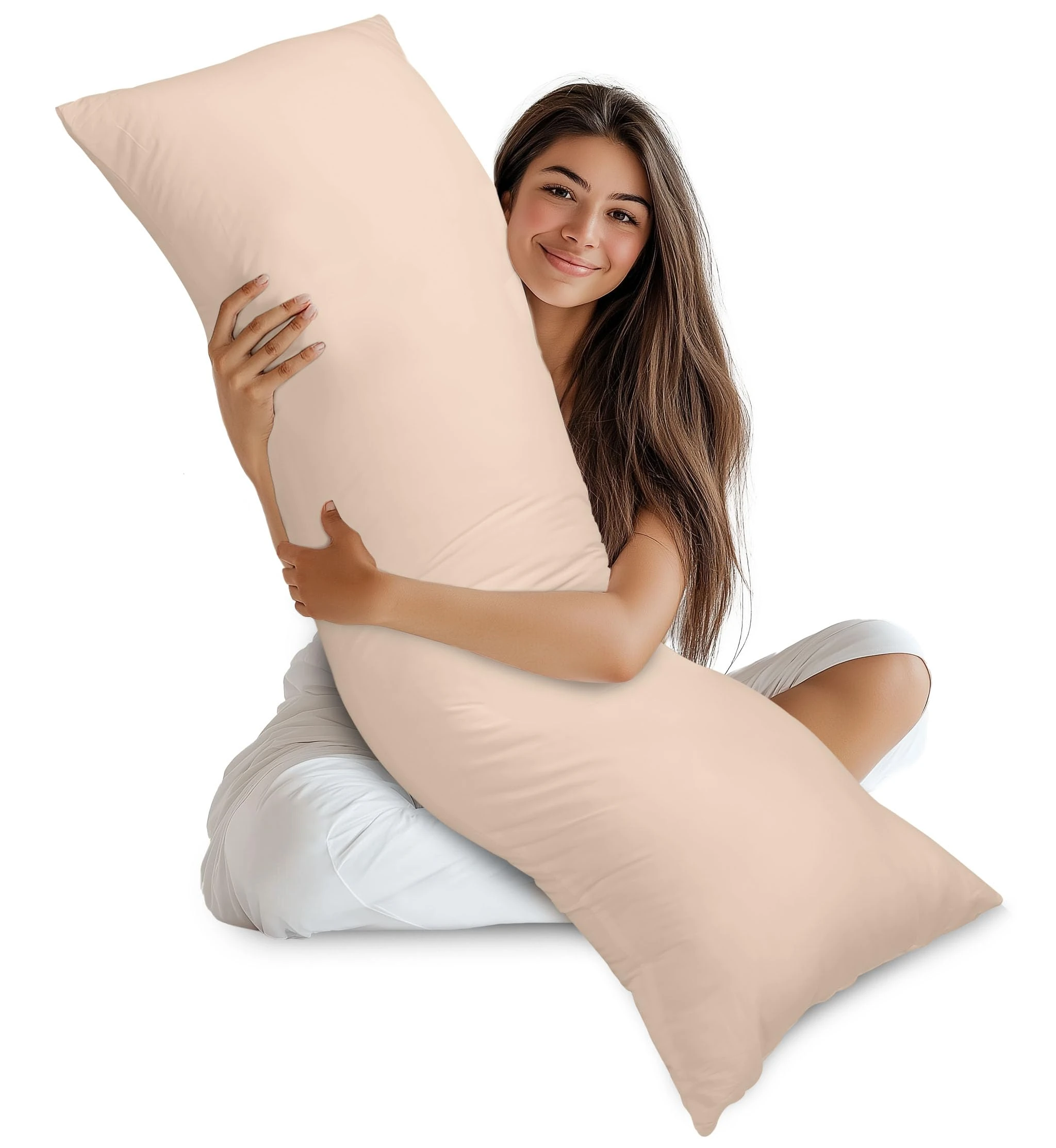 Utopia Bedding Bolster Pillow,Full Body Pillow, Soft Hollowfiber Filling, Long Pregnancy Pillow for Maternity Support and Side Sleeper (Beige, 50x135 cm (Pack of 1))