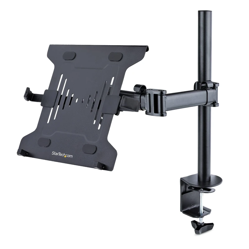 StarTech.com Laptop Desk Mount, VESA Monitor Mount for Displays up to 34" 17.6lb/8kg or Laptops up to 9.9lb (4.5kg), Articulating Arm Tray with Clamp or Grommet Base
