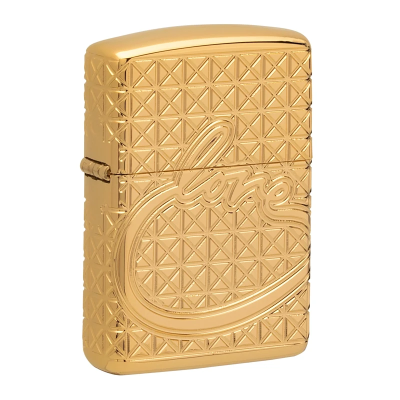ZIPPO – Windproof Lighter, Infinity Love, Multi Cut, Armor® High Polish Gold Plate, Refillable, In Gift Box