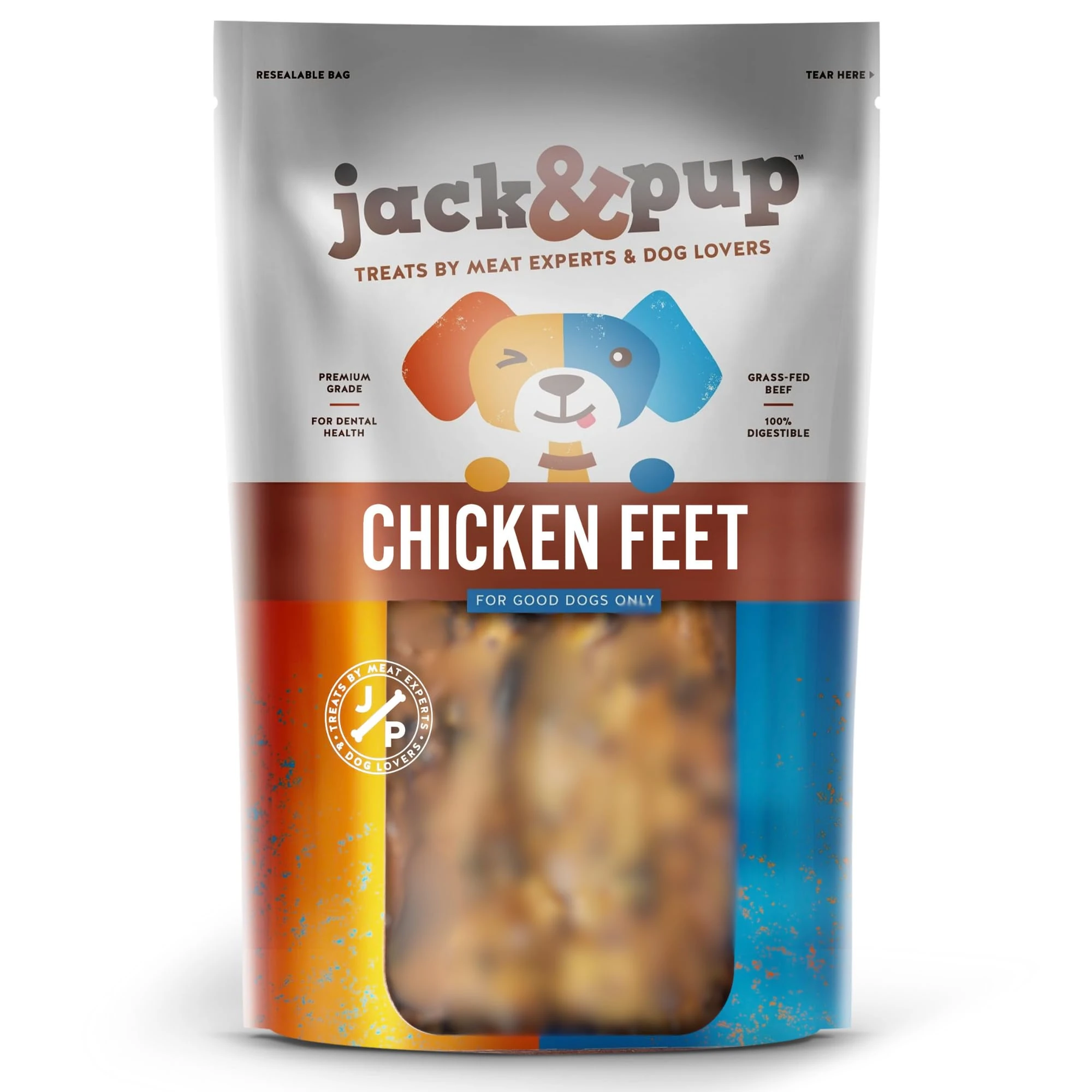 Jack&Pup Chicken Feet Dog Treats - Nail-Free - Single Ingredient - Grain Free - High Protein Snacks - Easy to Digest Natural Dog Chews(1kg)