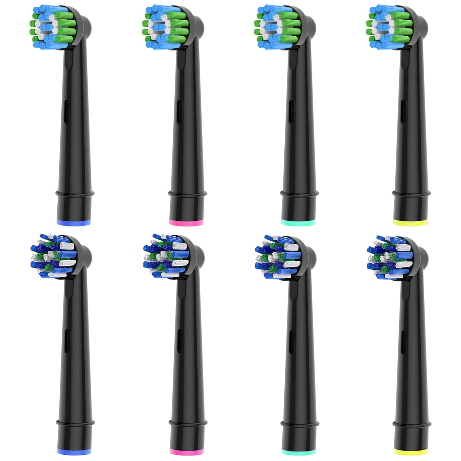 8pcs Toothbrush Heads Compatible with Oral B Electric Toothbrush, 4pcs Precision Clean and 4pcs Cross Clean Brush Heads, Black